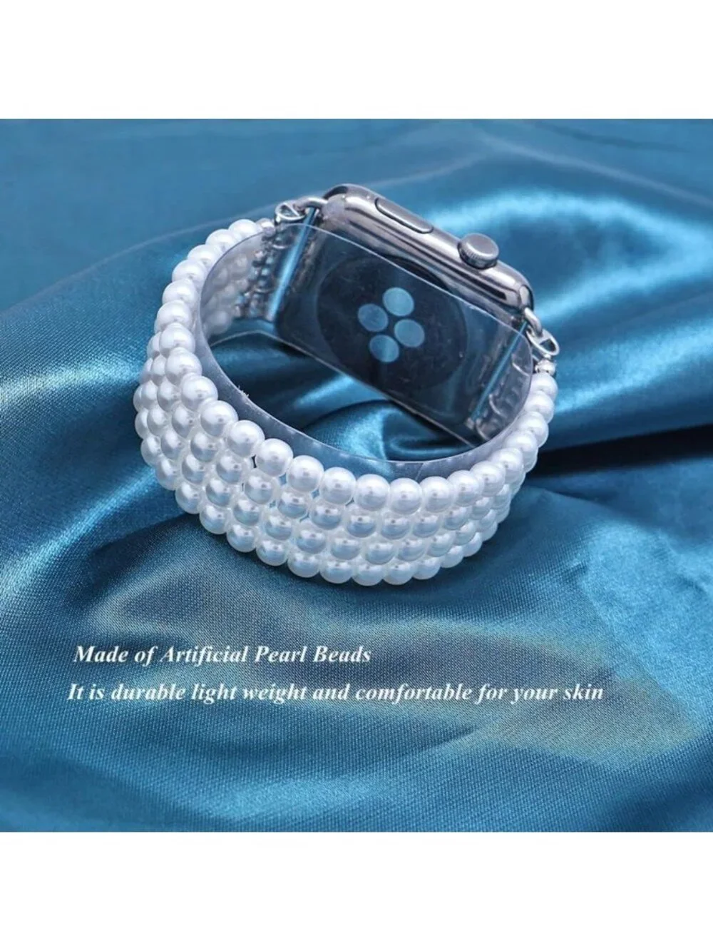 Beaded Elastic Bracelet for Apple Watch - Stylish Replacement Strap for Women